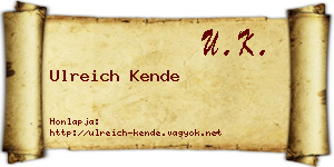 Ulreich Kende névjegykártya